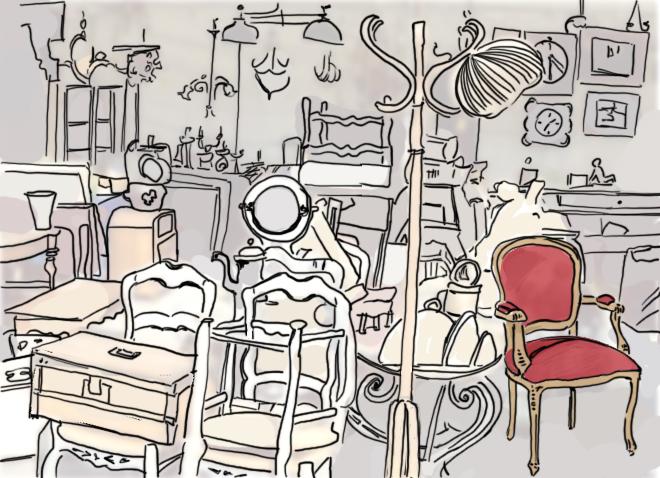 Schnitzereien im Stuhl: Kolumne von Ruth Loosli / Illustration von Monique Stadler