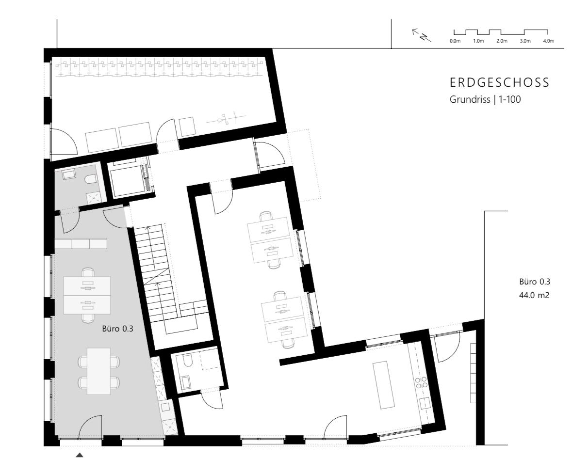 Helles Eckbüro im EG Kellerstrasse 25 - 1