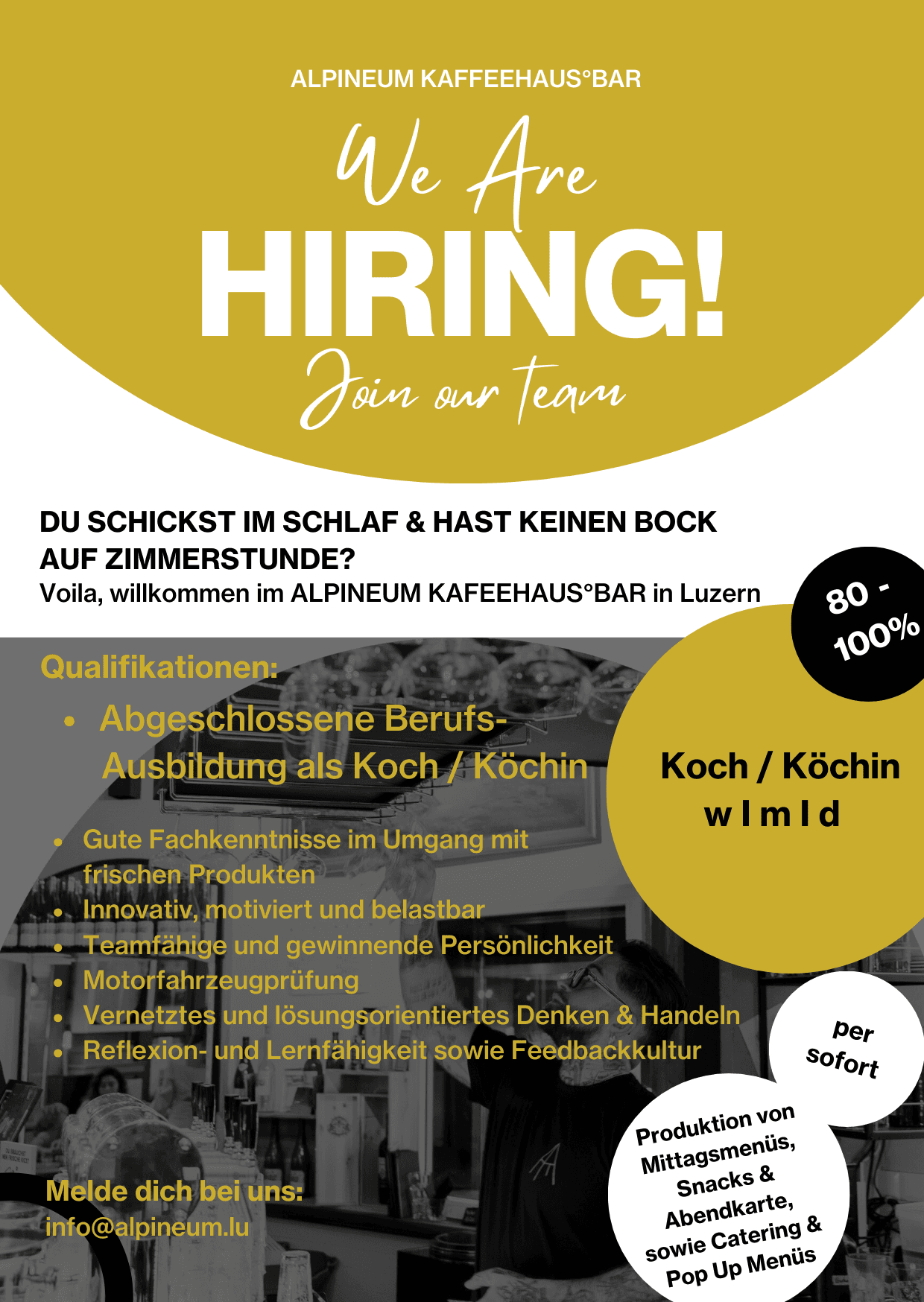 Koch / Köchin 80-100% (per sofort oder nach Vereinbarung) - 2