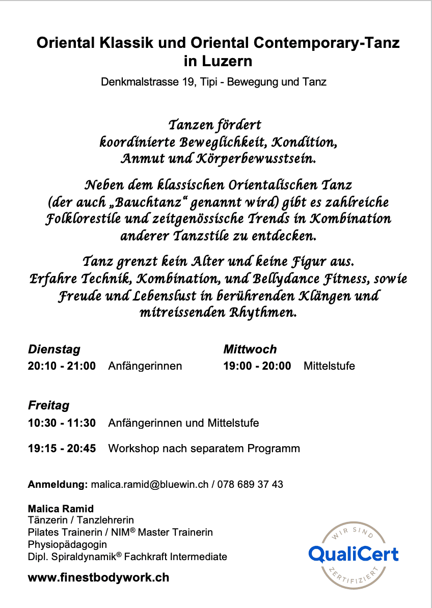 Orientalischer Tanz in Luzern
Klassik und Contemporary - 2