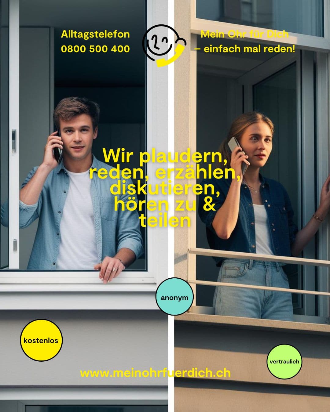 Mein Ohr für Dich-einfach mal reden! 0800 500 400 Das Alltagstelefon, kostenlos, vertraulich, zum Plaudern - 1