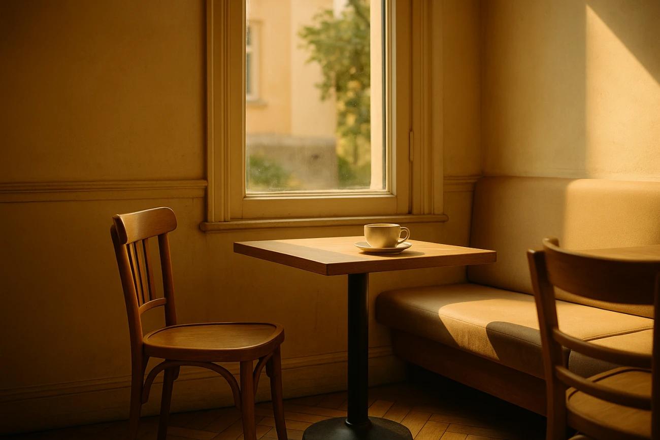 Der leere Platz im Café