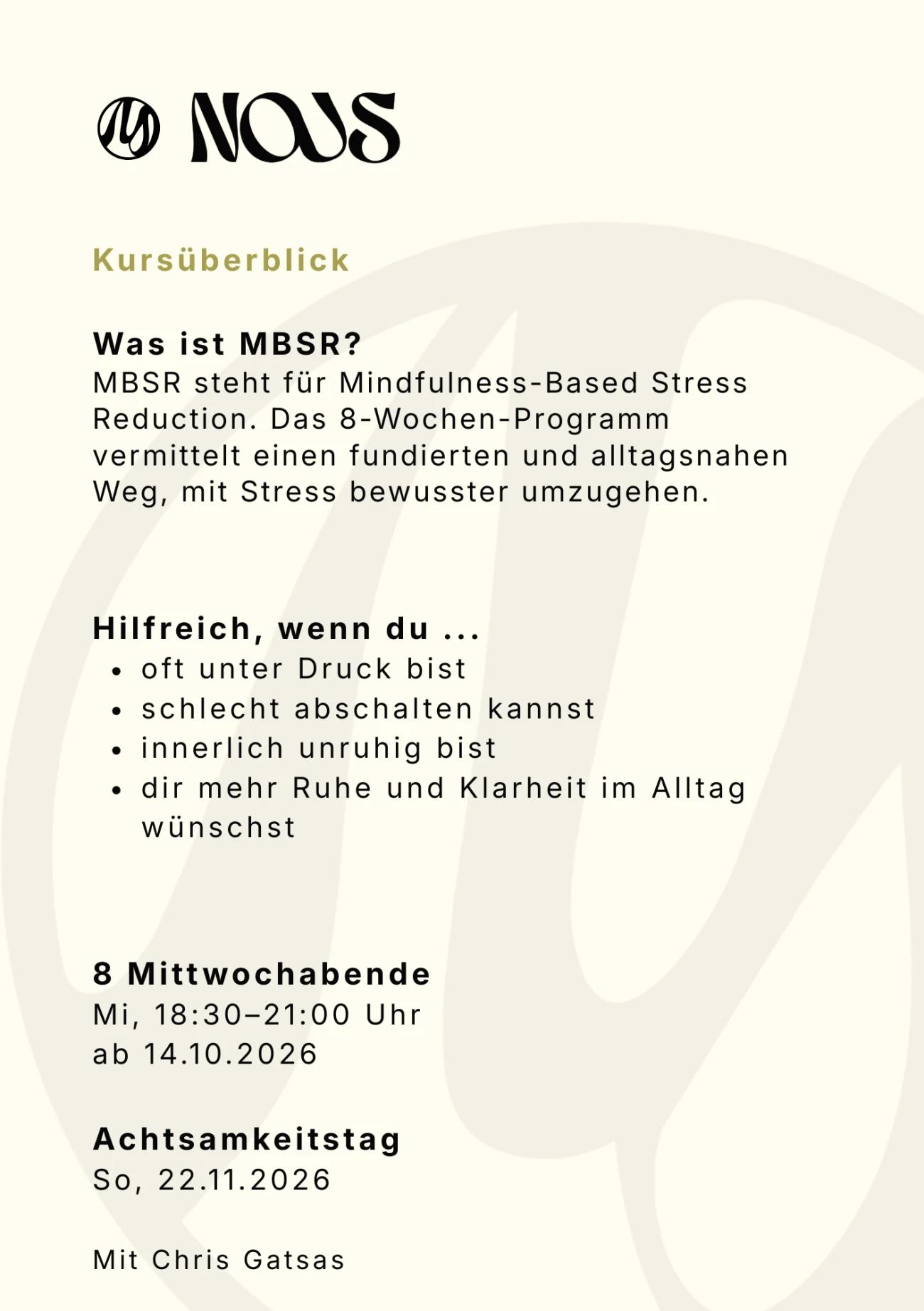 Gestresst im Alltag? MBSR-Kurs in Zürich ab Oktober. - 3