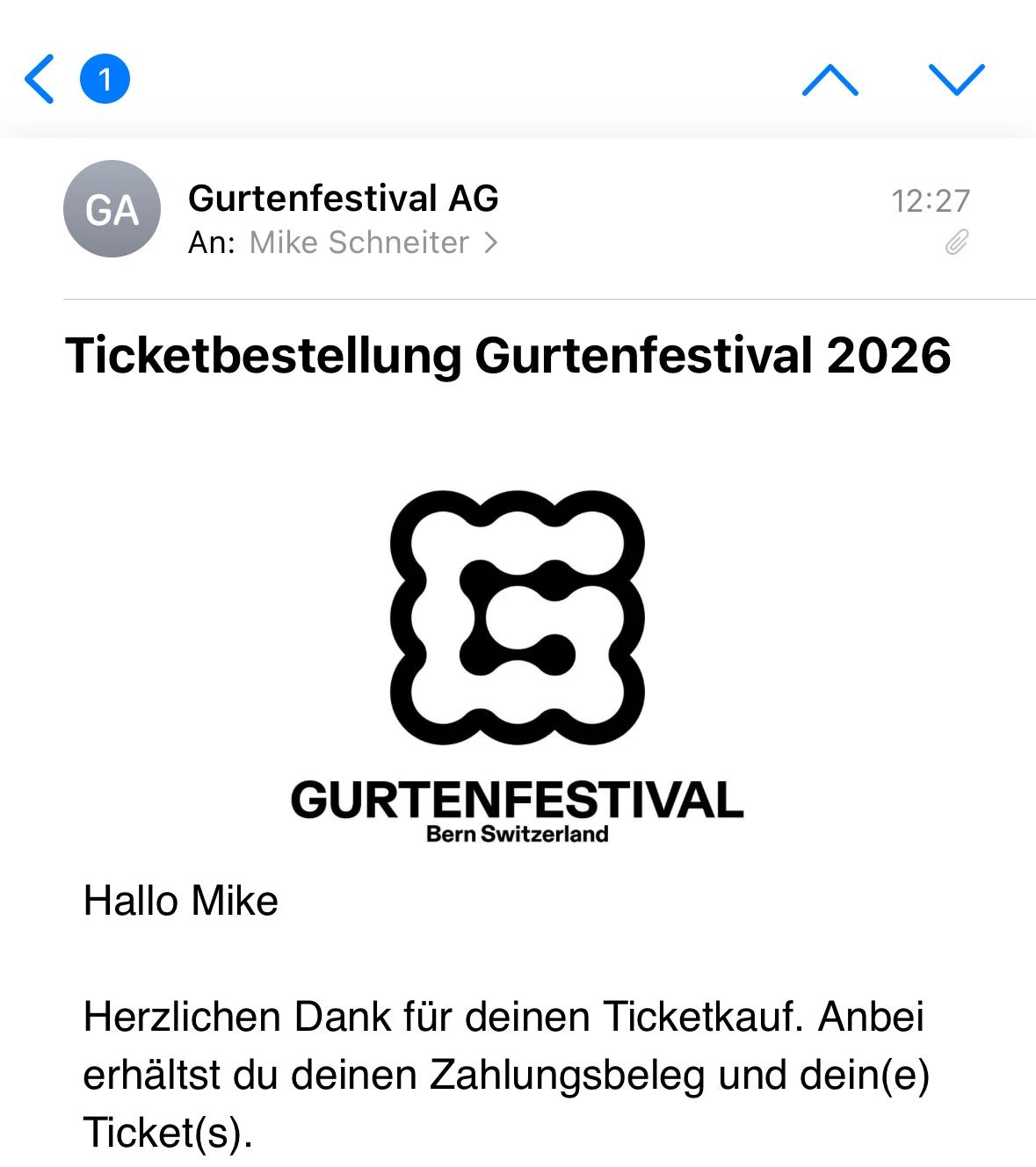 Güscha / Gurtenfestival 2026 / 4 Tagesticket - 2
