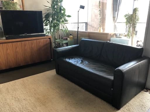 Guterhaltenes Leder Schlafsofa | 2 Plätzer - 3