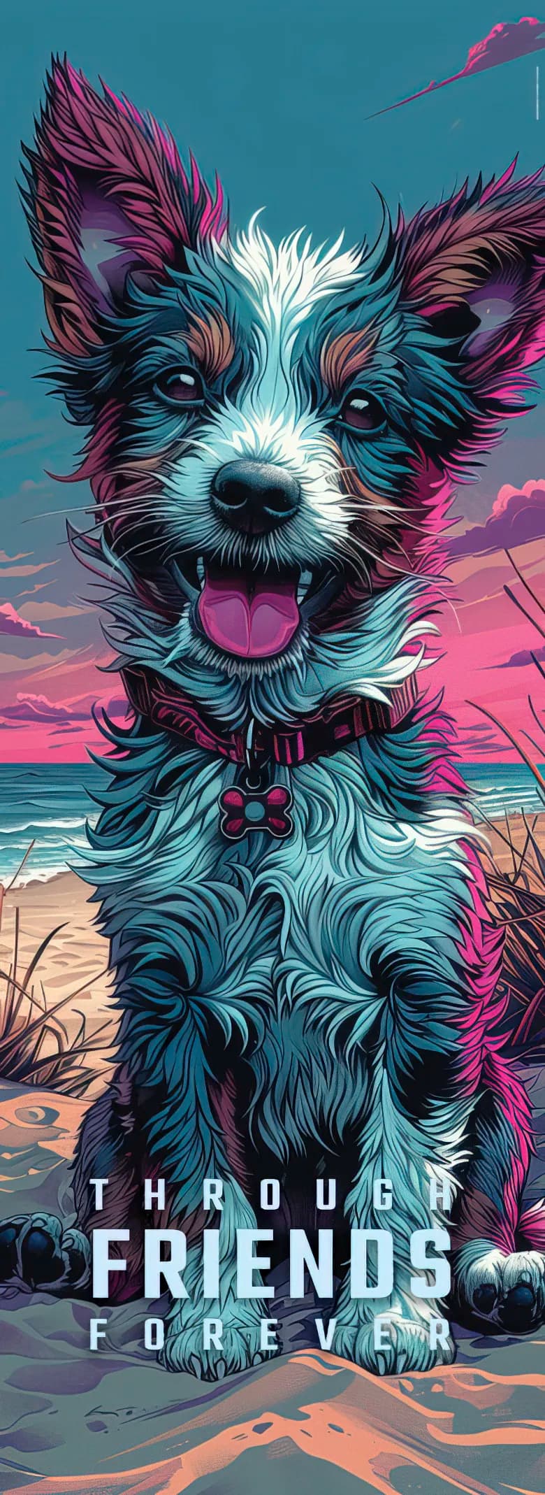Kunstdruck für Türen | Motiv Art-183 | glücklicher Hund am Strand - 2