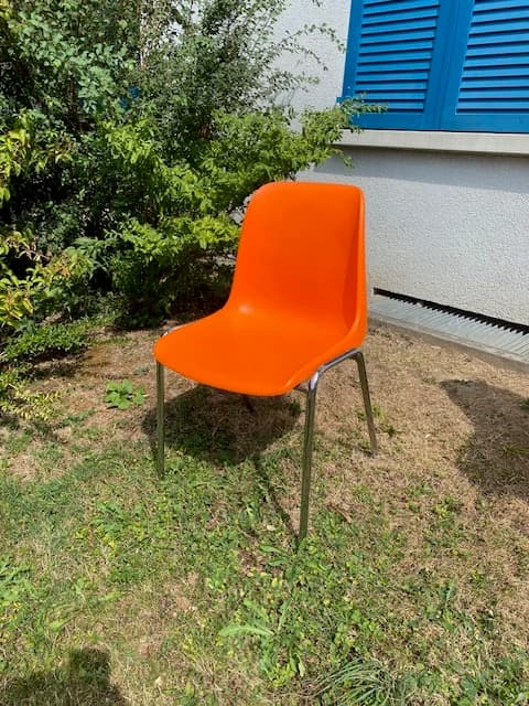 Orange Schalenstühle, 4er-Set - 2