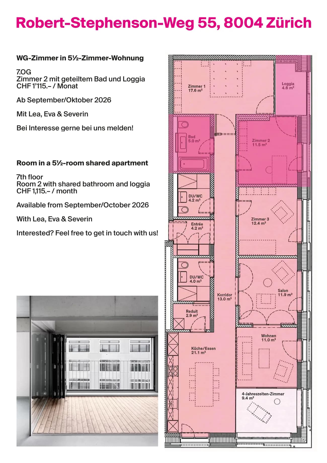 WG-Zimmer in 5½-Zimmer-Wohnung - 1