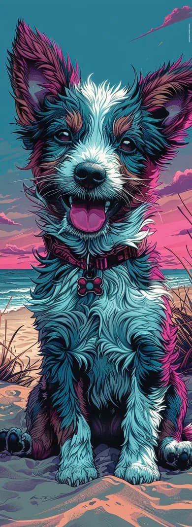 Kunstdruck für Türen | Motiv Art-183 | glücklicher Hund am Strand - 3
