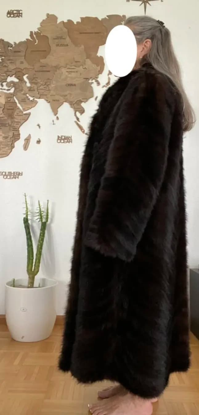 Eleganter Nerzmantel Echtpelz Vintage lang dunkelbraun - 2