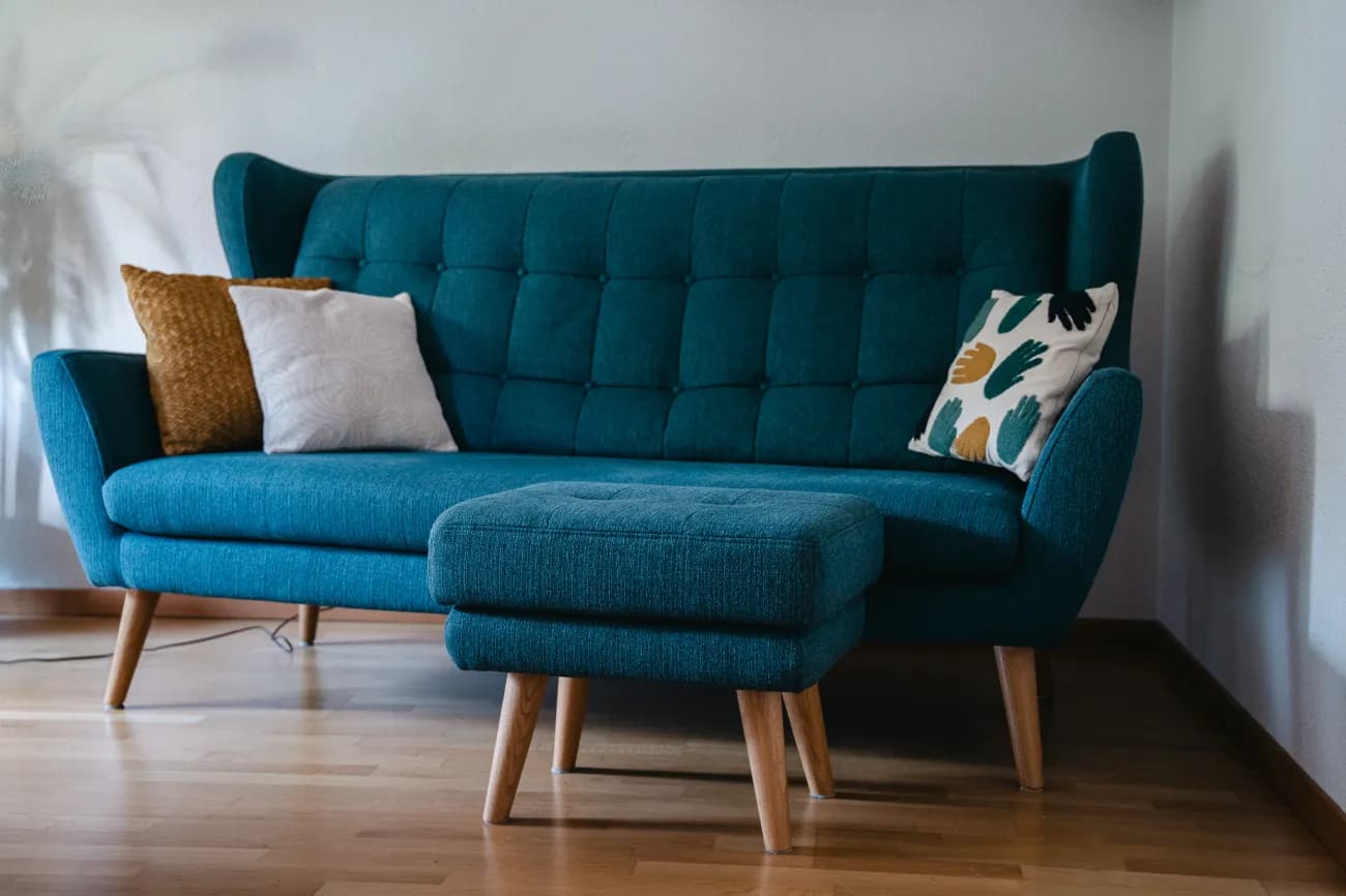 Gemütliches blaues Stoffsofa "Henry" von Livique zu verkaufen - 3