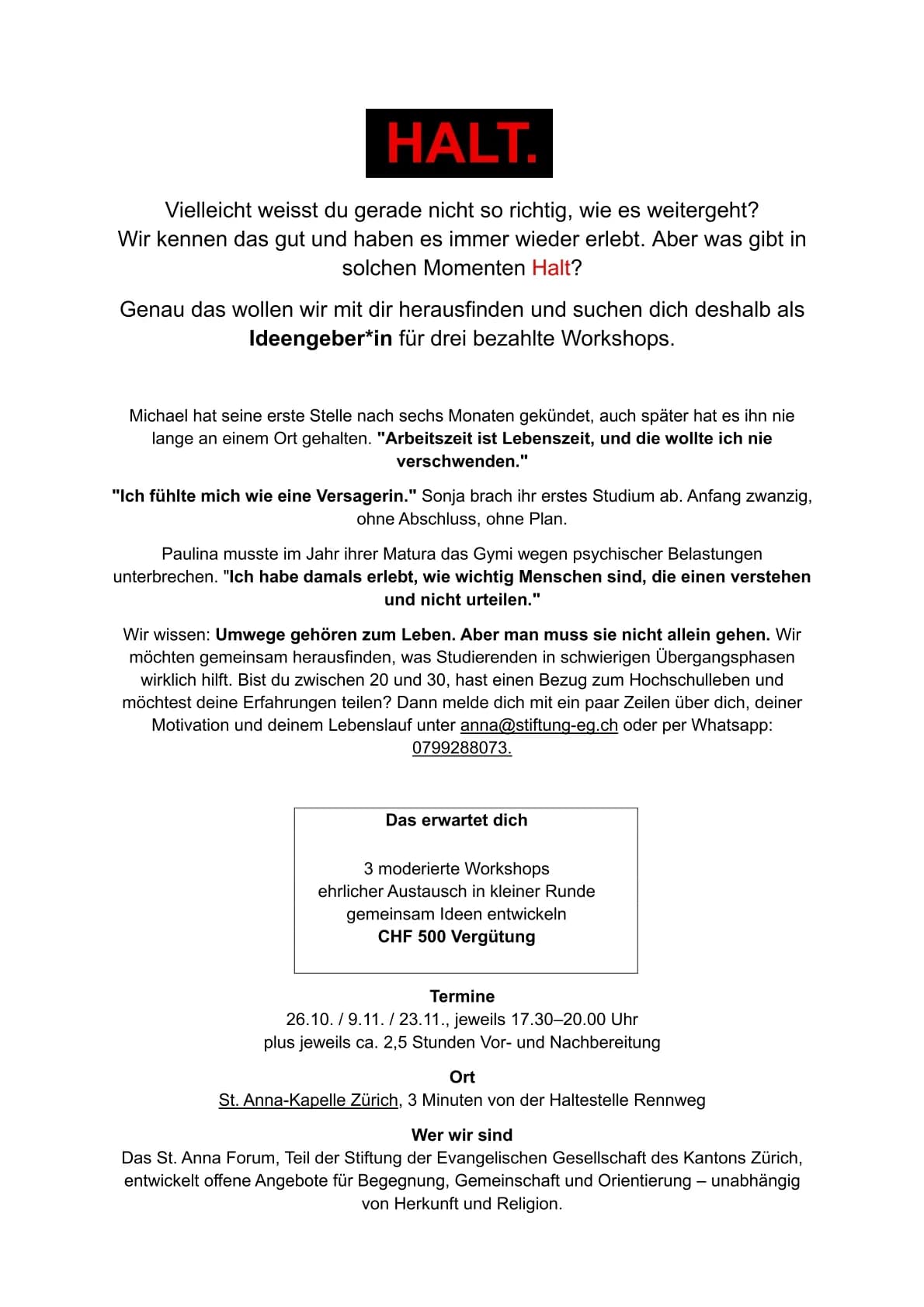 Motivierte Ideengeber*innen gesucht