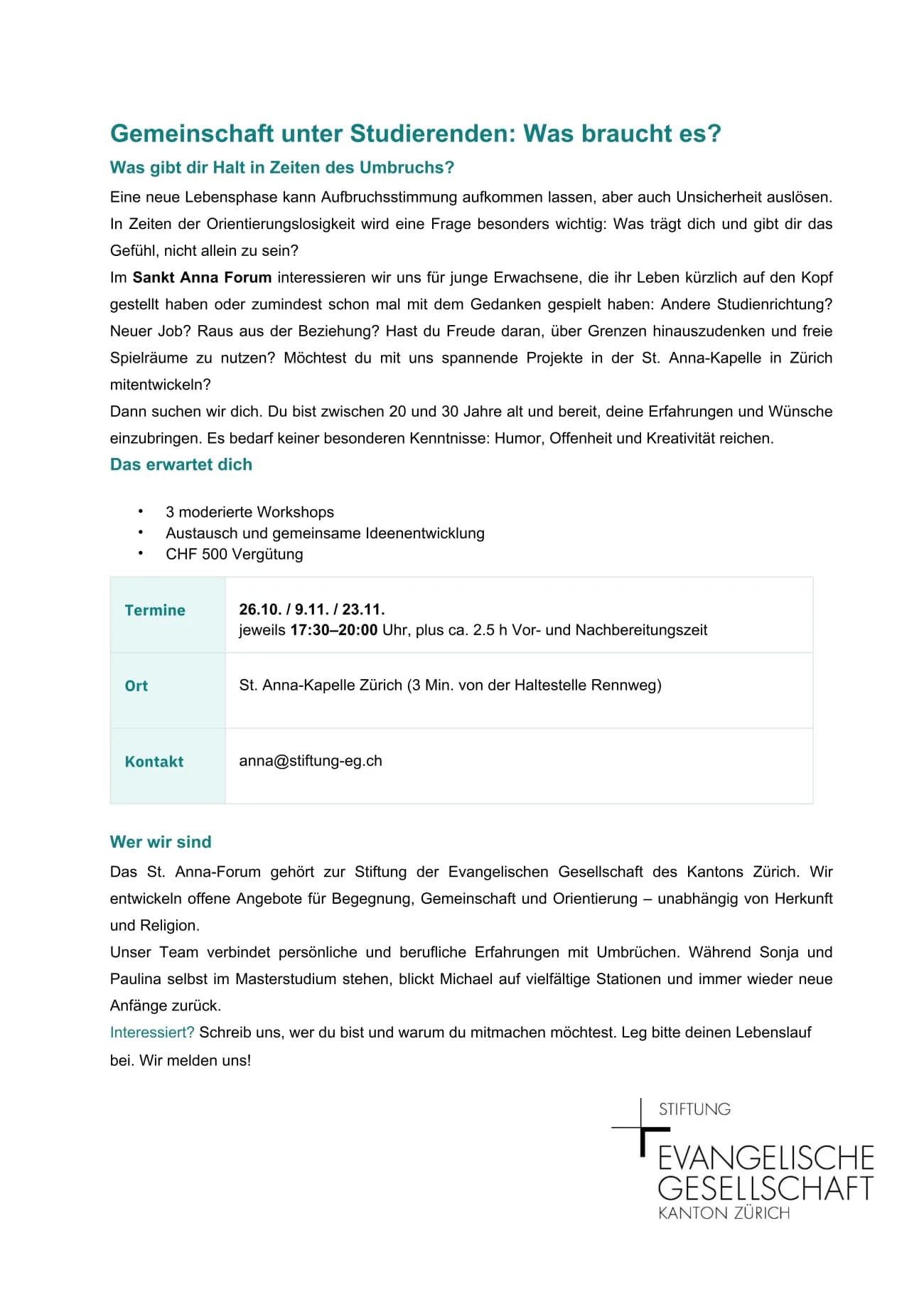 Workshop-Teilnehmende gesucht
