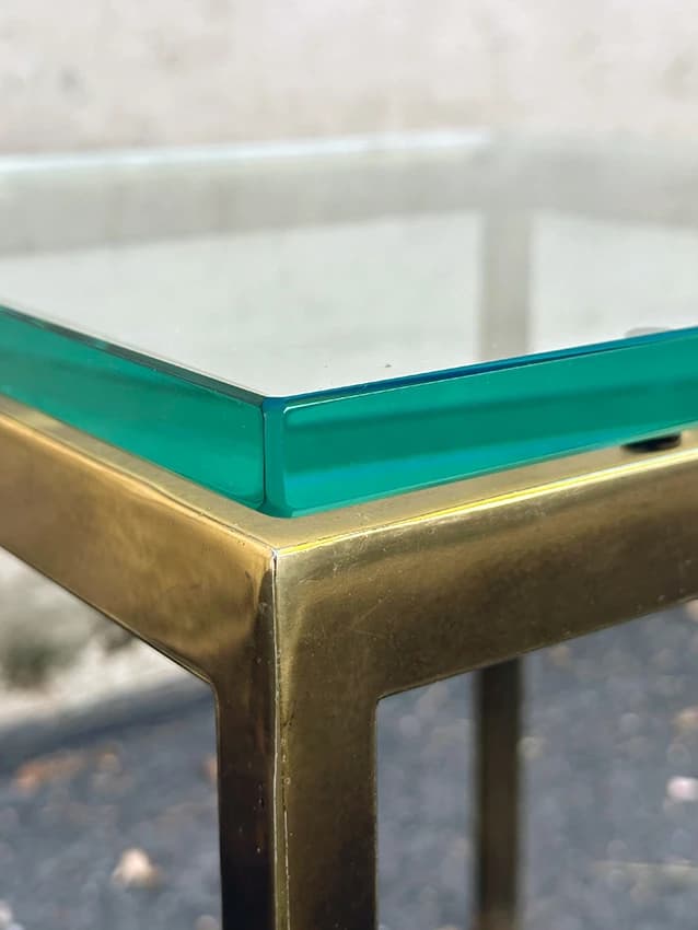 Beistelltisch Metall/Messing/Glas 1970er Mid-Century Modern