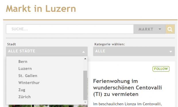 Marktplatz Luzern mit Zürcher Angeboten