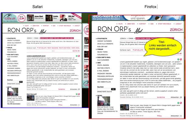 Fehlerhafter Seitenaufbau im Firefox (Mac OS X)