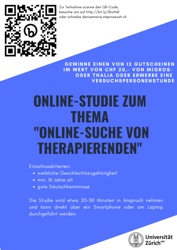 Teilnehmerinnen für Online-Studie «ONLINE-SUCHE VON...