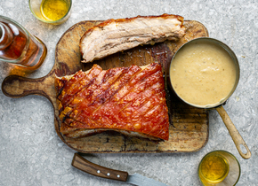 Pork Belly with Spiced Apple Whiskey Sauce