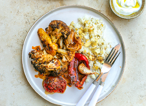 Roasted Cauliflower with Spiced Butter Rice