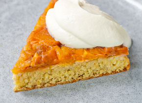 Peach Upside Down Cake with Brandy Cream