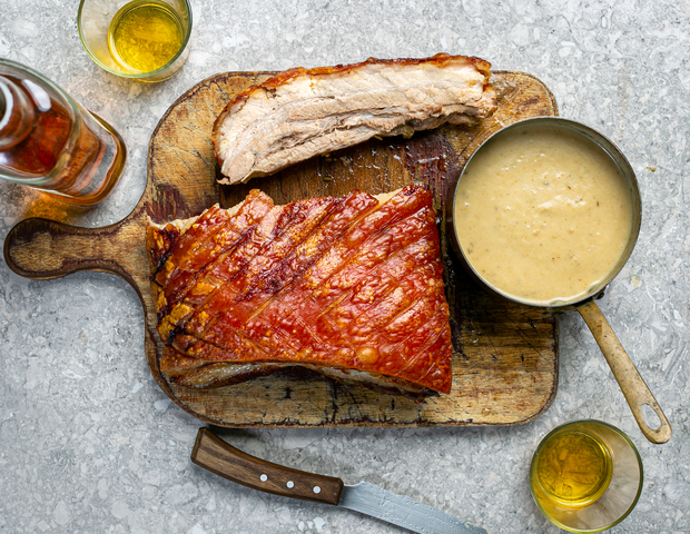 Pork Belly with Spiced Apple Whiskey Sauce