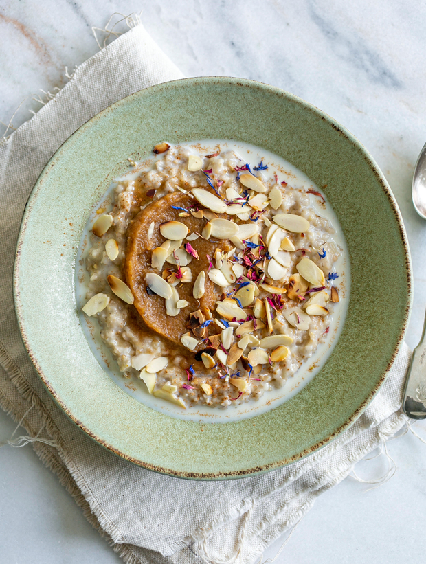 Apple Date Coconut Porridge with Toasted Almonds