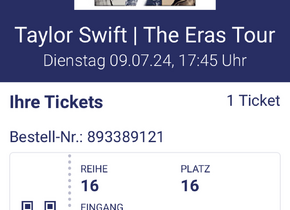 1 Ticket für Taylor Swift in Züri am 9.7.