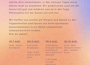 Sommer Yoga Retreat in Bern
7. - 10. August 2024