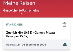 Zugtickets Zürich HB - Genova