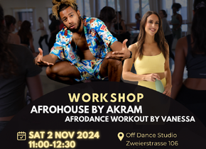 AFRO DANCE WORKSHOP AFROHOUSE mit Akram in Zürich!