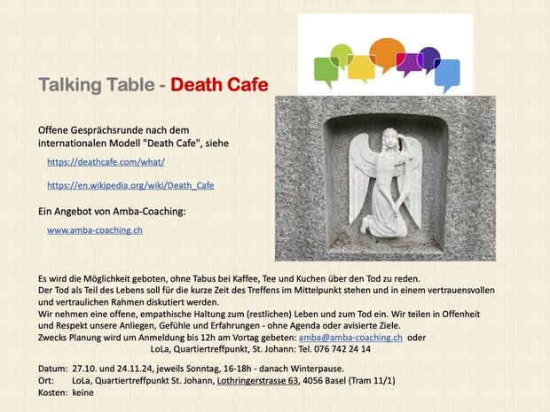 Death Cafe in Basel, 27.10.24 - ein Angebot von...