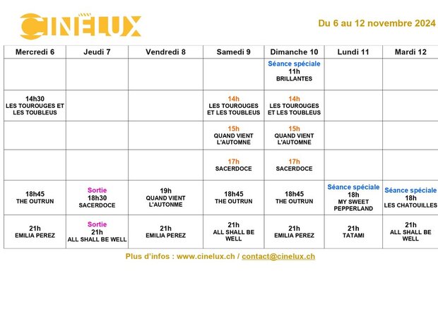 Une Semaine remplie au Cinélux !