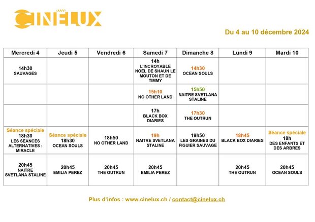 Une semaine haute en couleurs au Cinélux !