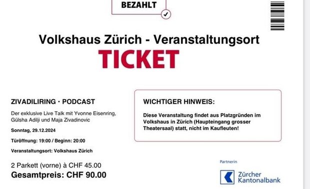 Zivadiliring Tickets-Tausch