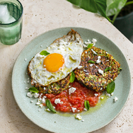 Courgette Fritters with Salsa and Crispy Fried Eggs