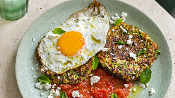 Courgette Fritters with Salsa and Crispy Fried Eggs