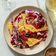 Crepes with Spiced Plum Rum Compote