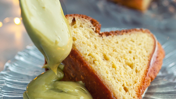 Rum Baba Cake with Pistachio Cream