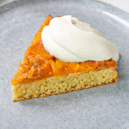 Peach Upside Down Cake with Brandy Cream