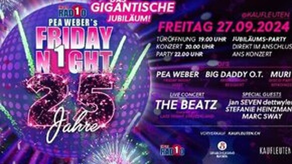 2x Tickets Kaufleuten PEA WEBERS FRIDAY-NIGHT 25 JAHRE JUBILÄUMS-PARTY Konzert mit The Beats