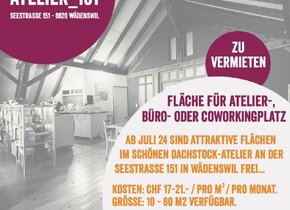 Freie Arbeitsflächen in Gemeinschaftsatelier am Zürichsee