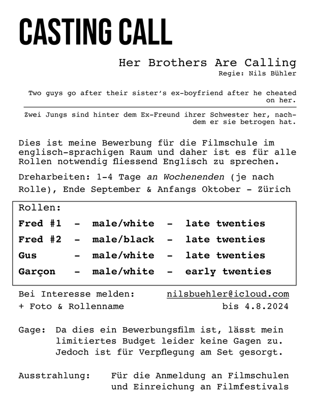 Casting Call - Her Brothers Are Calling