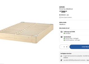 Boxspring 140x200cm inkl. Lattenrost, Beine und Stoffbezug