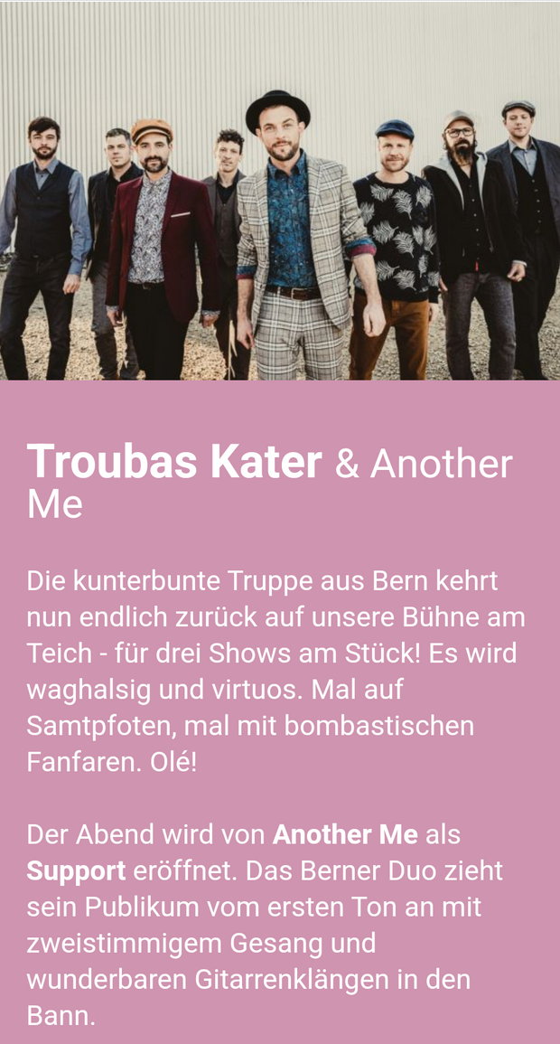 2 Tickets, Troubas Kater Openair, Bühne am Teich