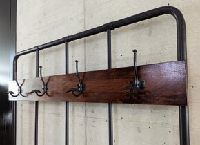 Industrial style Harlem bench with coat rack.