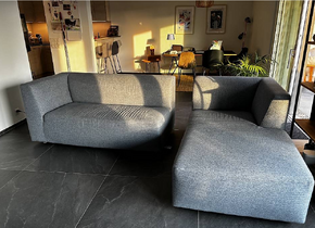 Sofa 2-teilig grau meliert Micasa / Sofa 2-piece fabric grey