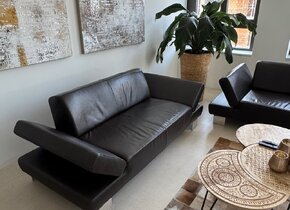 Design Ledersofa, neuwertig, 2-teilig, braun