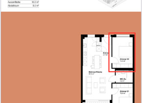 Modernes 14m2-WG- Zimmer in 2er WG in der Lokstadt