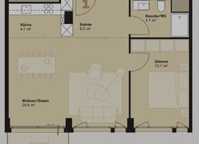 Helle 2.5 Zimmer-Wohnung in zentraler Lage am...