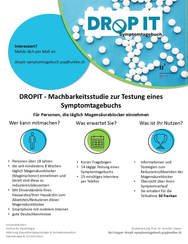 Teilnehmende gesucht DROPIT Machbarkeitsstudie